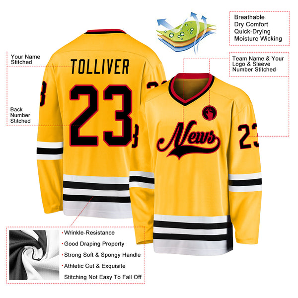 Cheap Custom Black Red-Gold Hockey Jersey Free Shipping – CustomJerseysPro