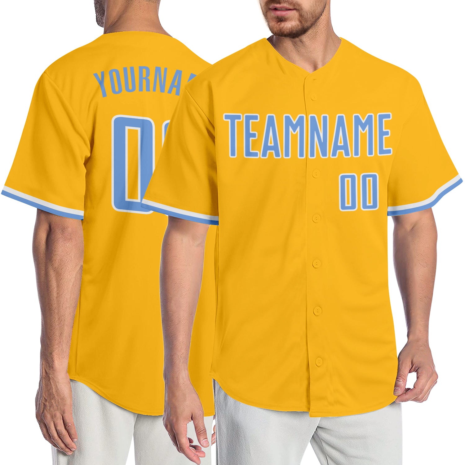 Cheap Custom Powder Blue Yellow-White Authentic Baseball Jersey