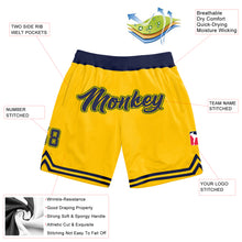 Charger l&#39;image dans la galerie, Custom Gold Navy-Hunter Green Authentic Throwback Basketball Shorts
