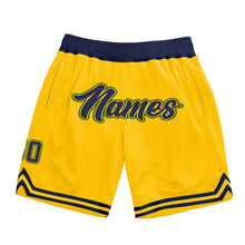 Charger l&#39;image dans la galerie, Custom Gold Navy-Hunter Green Authentic Throwback Basketball Shorts
