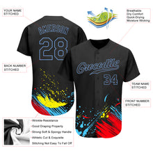 Загрузить изображение в средство просмотра галереи, Custom Graffiti Pattern Black-Light Blue 3D Authentic Baseball Jersey
