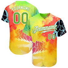 Laden Sie das Bild in den Galerie-Viewer, Custom Graffiti Pattern Neon Green-White 3D Authentic Baseball Jersey
