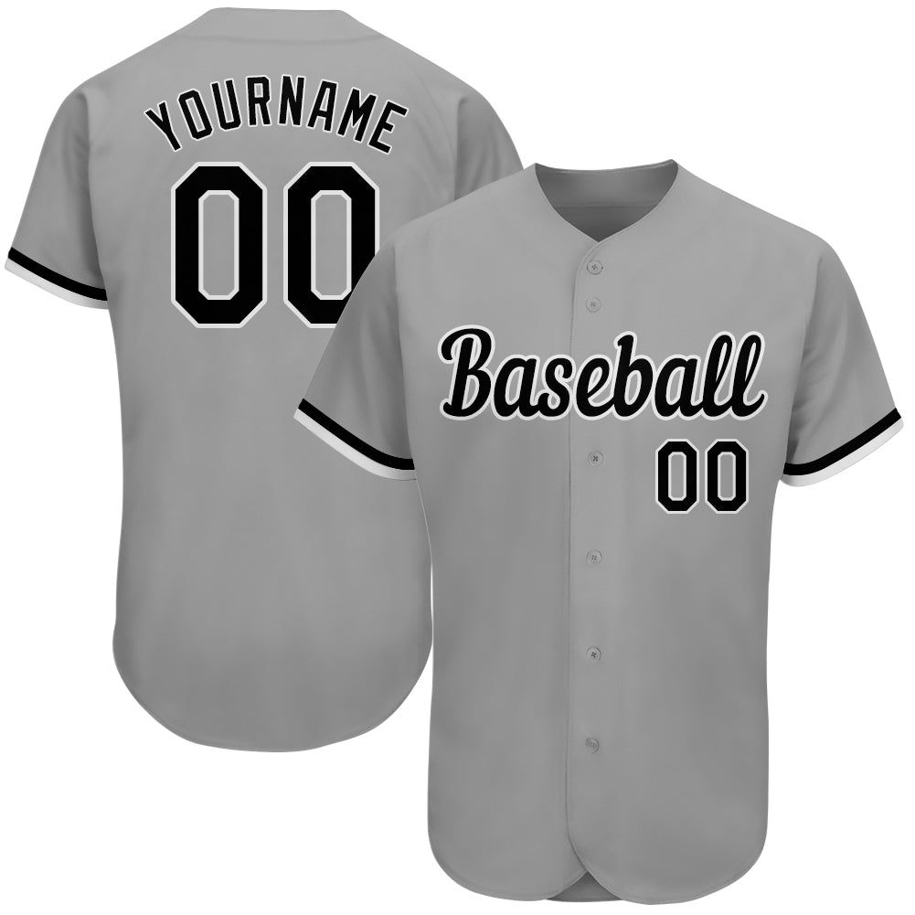 Custom Gray Black-White Authentic Baseball Jersey Discount