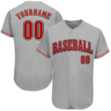 Custom Gray Red-Black Authentic Baseball Jersey