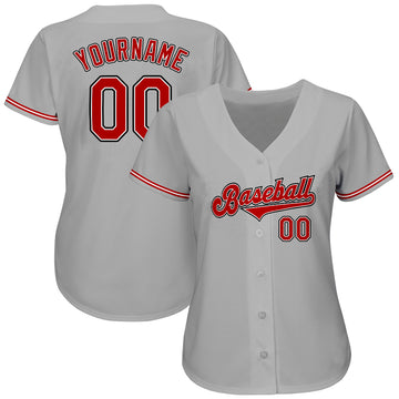 Custom Gray Red-Black Authentic Baseball Jersey