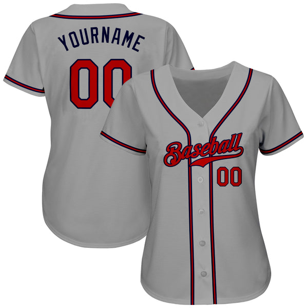 Sale Build Navy Baseball Authentic Gray Jersey Red – CustomJerseysPro