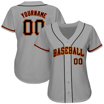 Custom Gray Black-Orange Authentic Baseball Jersey