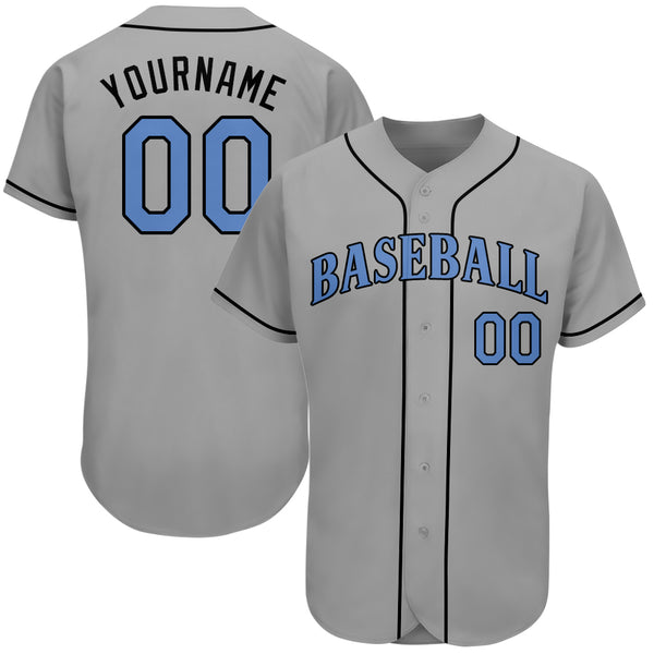 Custom Gray Light Blue-Black Authentic Father's Day Baseball Jersey Men's Size:XL