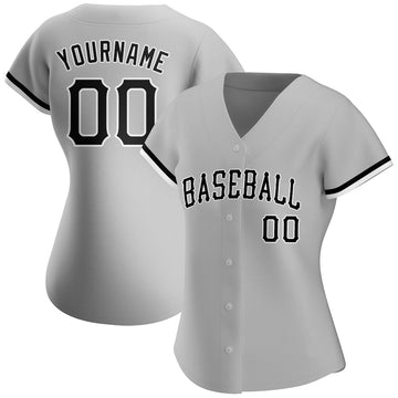 Custom Gray Black-White Authentic Baseball Jersey