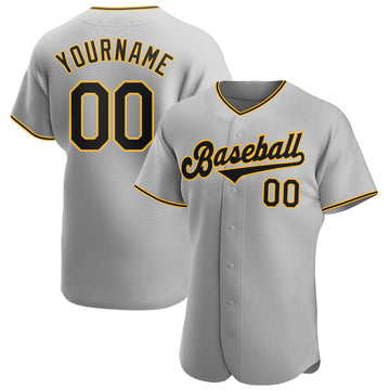 Custom Gray Black-Gold Authentic Baseball Jersey