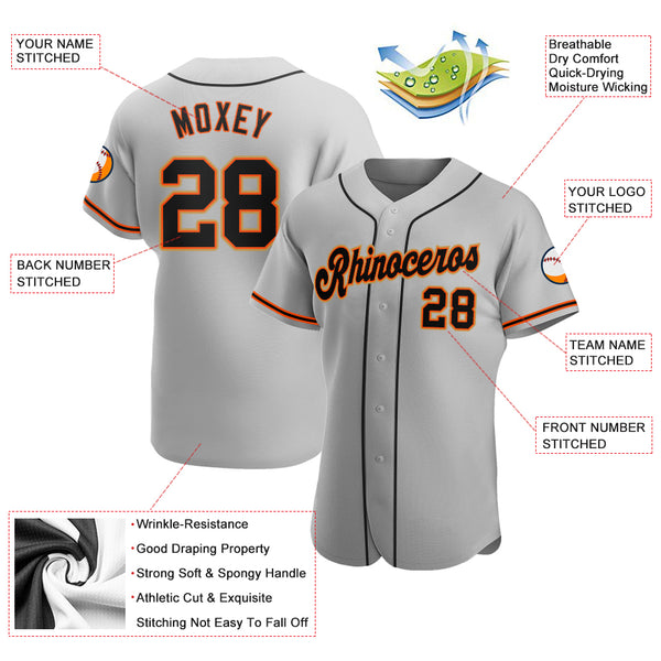 Sale Build Orange Baseball Authentic Gray Jersey Black – CustomJerseysPro