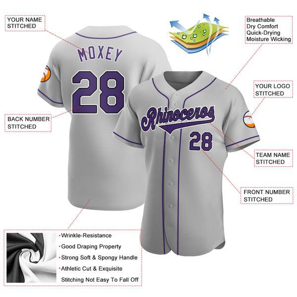 Sale Build Black Baseball Authentic Gray Jersey Purple – CustomJerseysPro