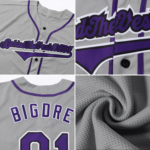 Sale Build Black Baseball Authentic Gray Jersey Purple – CustomJerseysPro