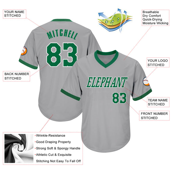 Sale Build Light Gray Baseball Authentic White Jersey Kelly Green