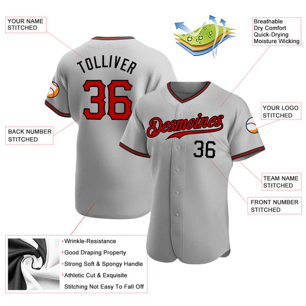Sale Build Gray Baseball Authentic Black Jersey Red – CustomJerseysPro