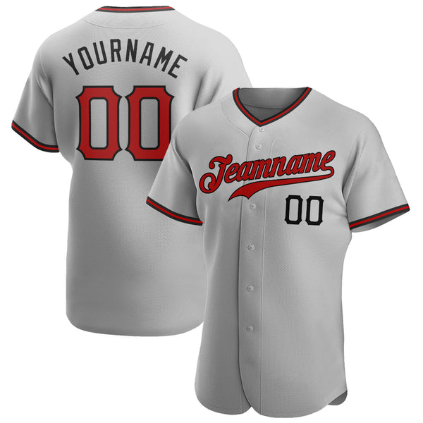 Custom Gray Red-Black Authentic Two Tone Baseball Jersey