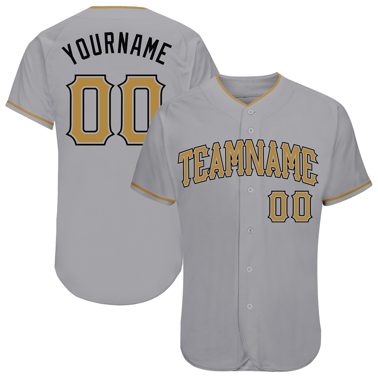 Custom Baseball Jersey Gray Black-Old Gold Authentic Men's Size:XL