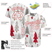 Загрузить изображение в средство просмотра галереи, Custom Gray White-Red Christmas 3D Authentic Baseball Jersey
