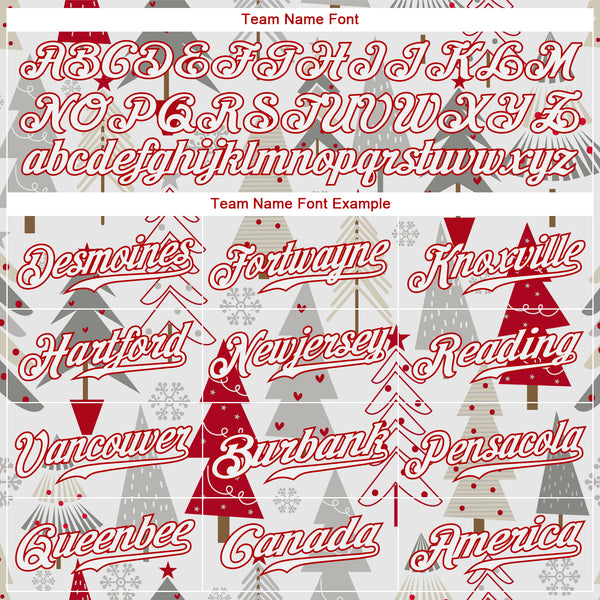 Custom Red Red-White Christmas 3D Authentic Baseball Jersey Youth Size:S