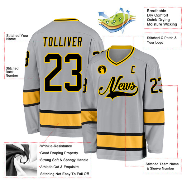 Cheap Custom Black Red-Gold Hockey Jersey Free Shipping – CustomJerseysPro