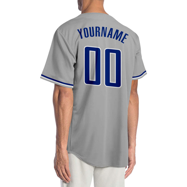 Cheap Custom Gray Royal Authentic Baseball Jersey Free Shipping