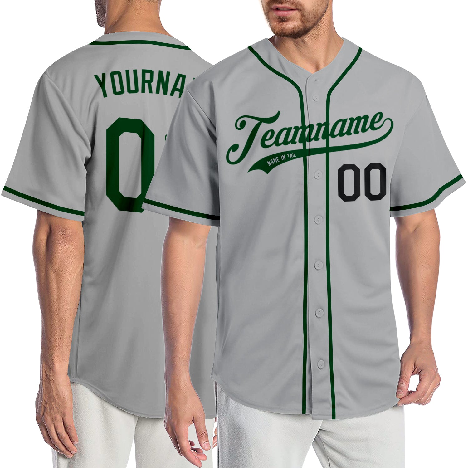 Custom Baseball Jersey Gray Black Pinstripe Neon Green-Black Authentic Men's Size:XL