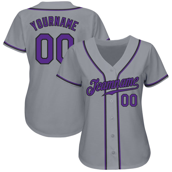 Custom White Purple-Black Authentic Baseball Jersey