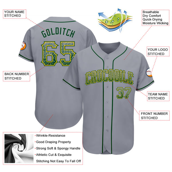 Custom Gray Green-Gold Authentic Drift Fashion Baseball Jersey Discount