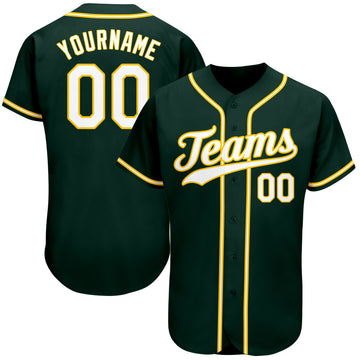 Custom Green White-Gold Authentic Baseball Jersey