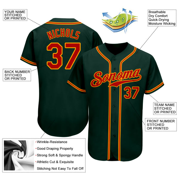 Custom Green Red-Gold Authentic Baseball Jersey