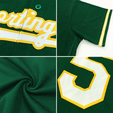 Загрузить изображение в средство просмотра галереи, Custom Green White-Gold Authentic Throwback Rib-Knit Baseball Jersey Shirt
