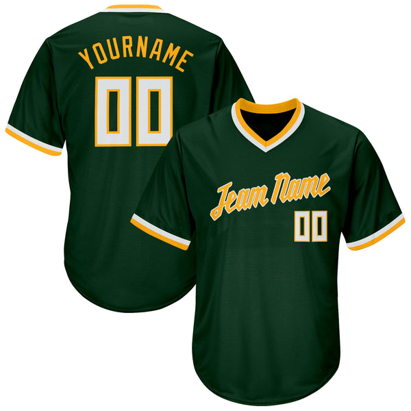 Sale Build Gold Baseball Authentic Green Throwback Shirt White