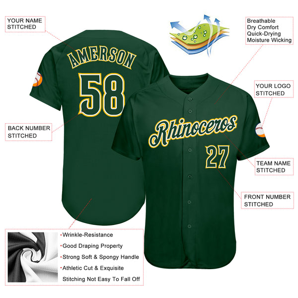 Custom Green Green-Gold Authentic Baseball Jersey – CustomJerseysPro