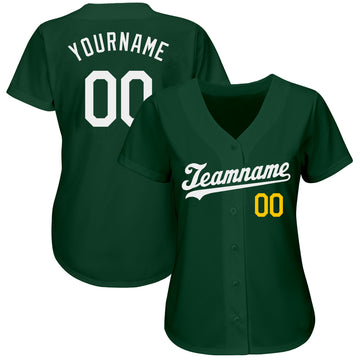 Custom Green White-Gold Authentic Baseball Jersey