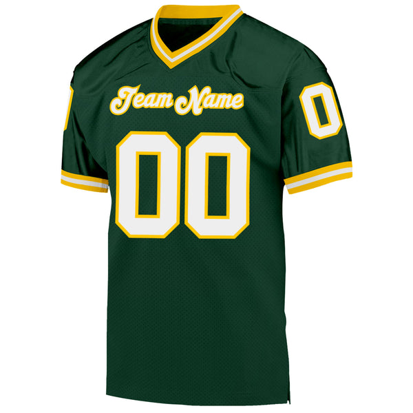 Cheap Custom Green White-Gold Mesh Authentic Throwback Football Jersey Free  Shipping – CustomJerseysPro