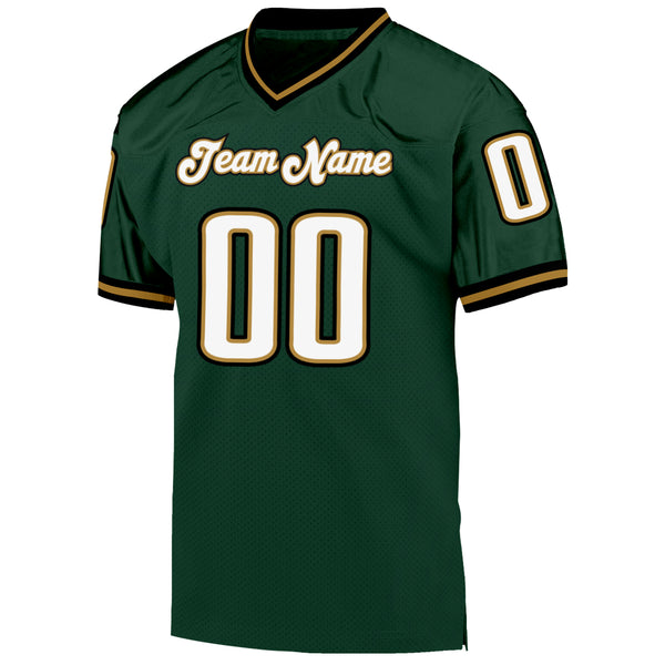 Cheap Custom Green White-Old Gold Mesh Authentic Throwback Football Jersey  Free Shipping – CustomJerseysPro