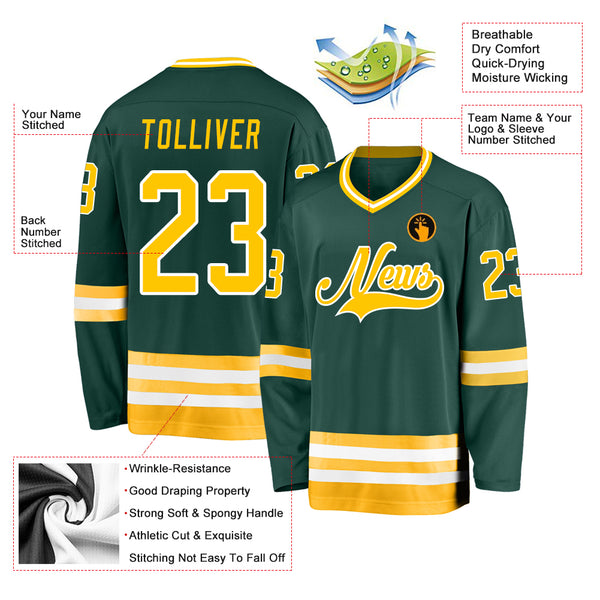 Green and yellow clearance hockey jersey