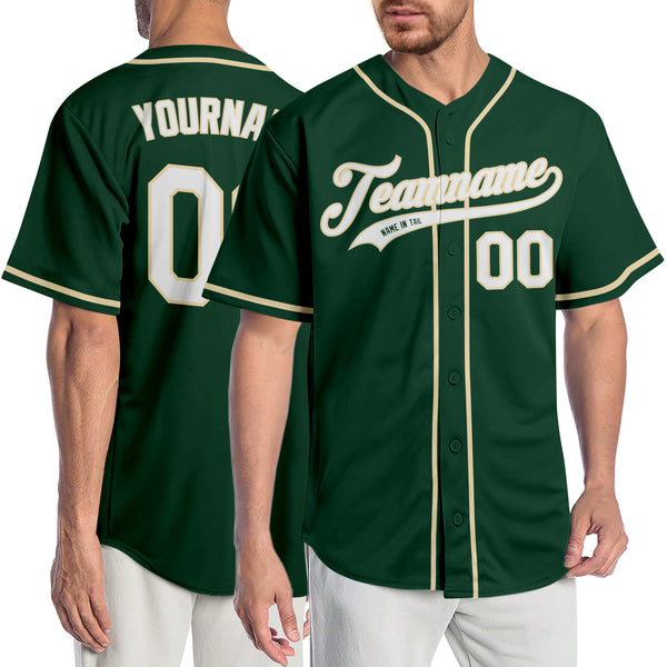 Custom Cream Green-Gold Authentic Baseball Jersey Discount