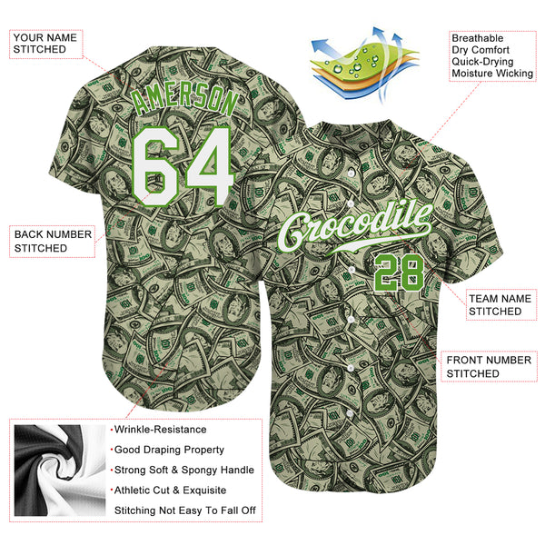 Cheap Custom Neon Green Olive-White 3D Pattern Design Authentic Baseball  Jersey Free Shipping – CustomJerseysPro