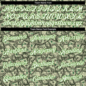 Custom Green White-Neon Green 3D Pattern Design Dollar Performance T-Shirt