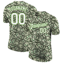 Загрузить изображение в средство просмотра галереи, Custom Green White-Neon Green 3D Pattern Design Dollar Performance T-Shirt
