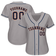 Load image into Gallery viewer, Custom Gray Navy-Orange Baseball Jersey
