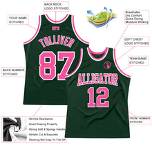 Charger l&#39;image dans la galerie, Custom Hunter Green Pink-White Authentic Throwback Basketball Jersey
