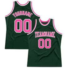 Charger l&#39;image dans la galerie, Custom Hunter Green Pink-White Authentic Throwback Basketball Jersey
