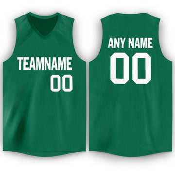 Custom Kelly Green White V-Neck Basketball Jersey