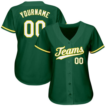 Custom Kelly Green White-Gold Authentic Baseball Jersey