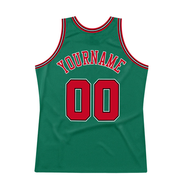 Custom Team Black Basketball Teal Rib-Knit Jersey Red