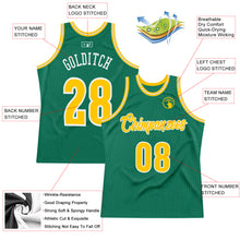 Laden Sie das Bild in den Galerie-Viewer, Custom Kelly Green Gold-White Authentic Throwback Basketball Jersey
