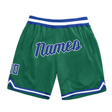 Laden Sie das Bild in den Galerie-Viewer, Custom Kelly Green Royal-White Authentic Throwback Basketball Shorts
