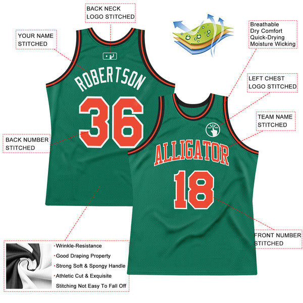 Sale Build White Basketball Authentic Kelly Green Throwback Jersey Orange –  CustomJerseysPro